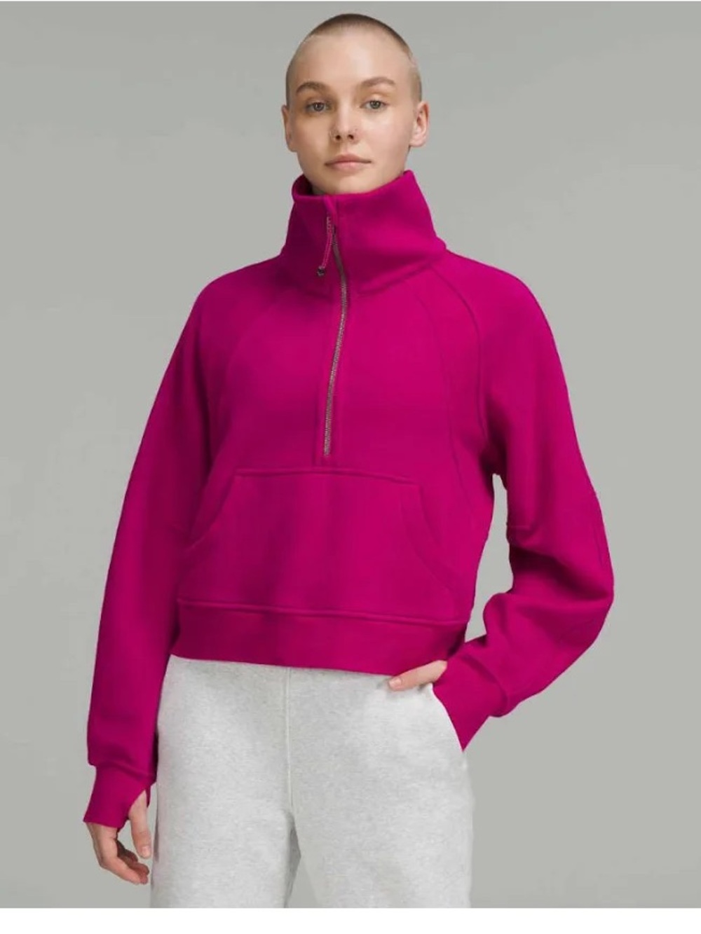 Lululemon Scuba Oversized Funnel Neck Half-Zip in Ripened Raspberry XS/S